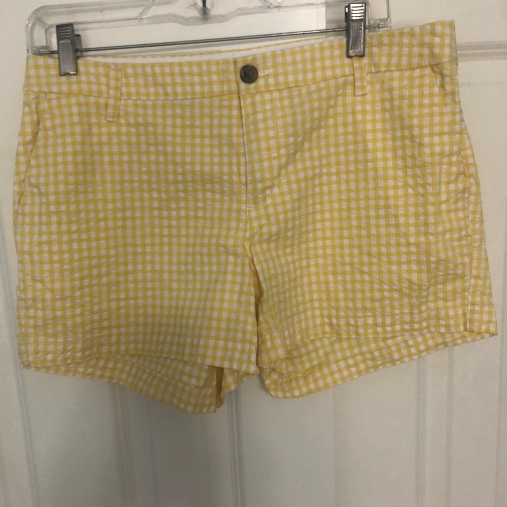 Yellow gingham comfy midi shorts